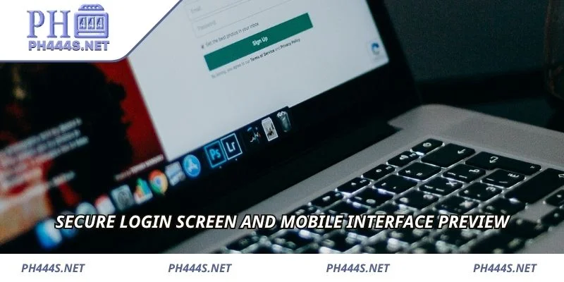 Secure login screen and mobile interface preview