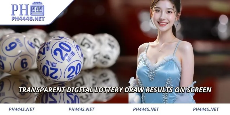 Transparent digital lottery draw results on screen