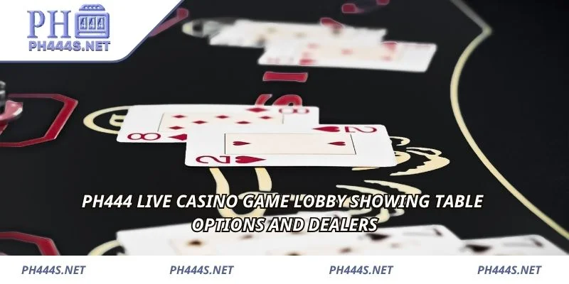 PH444 Live casino game lobby showing table options and dealers