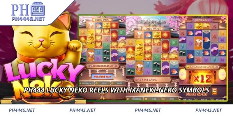 PH444 Lucky Neko reels with maneki-neko symbols