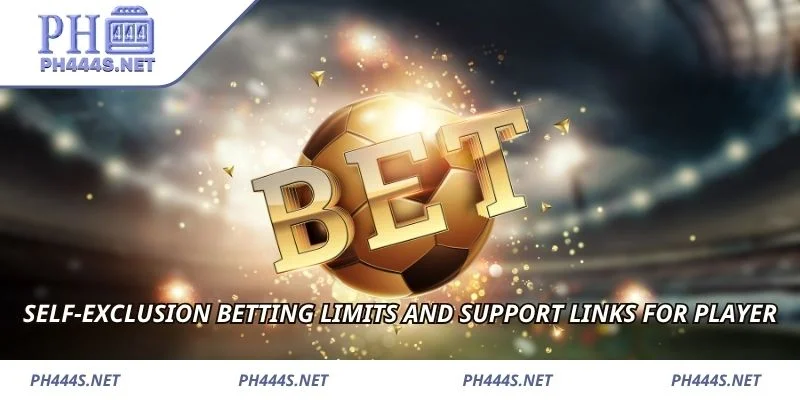 Self-exclusion betting limits and support links for player