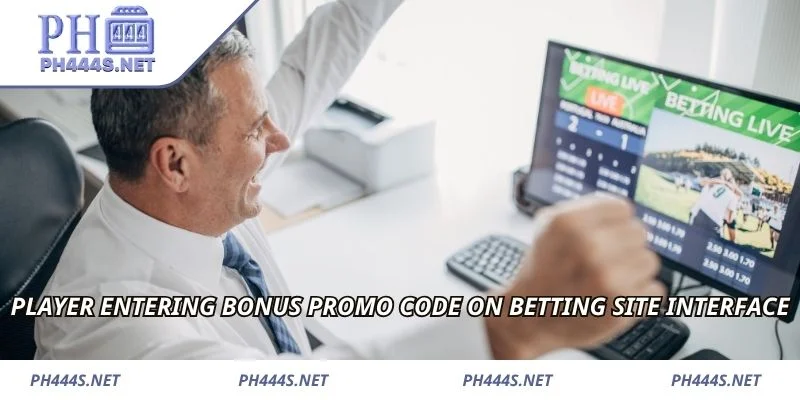 Player entering bonus promo code on betting site interface