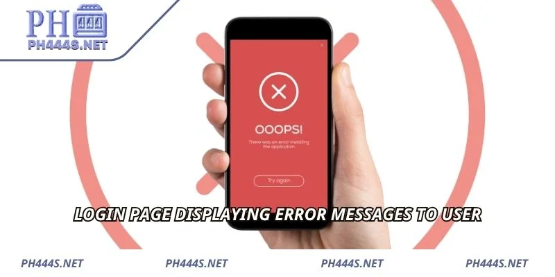 Login page displaying error messages to user