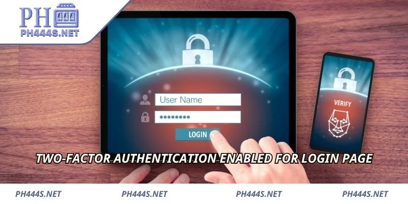 Two-factor authentication enabled for login page