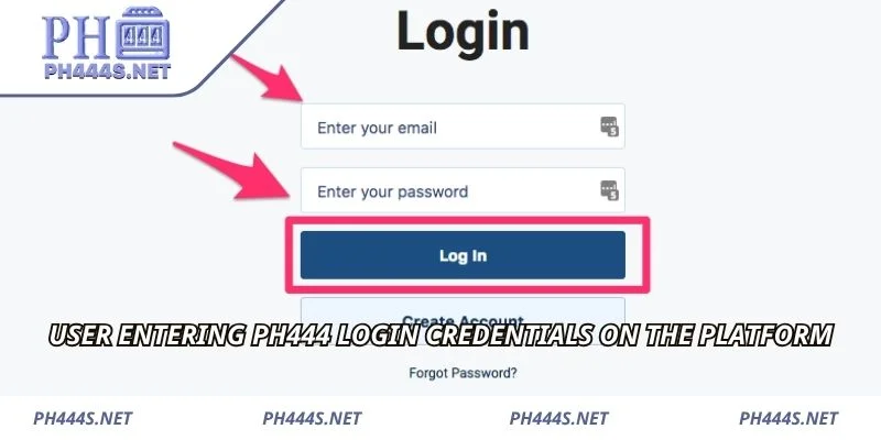 User entering PH444 login credentials on the platform