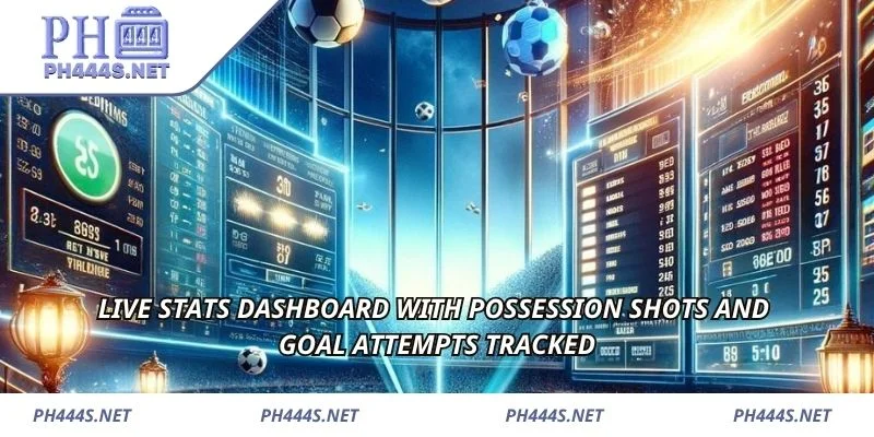 Live stats dashboard with possession shots and goal attempts tracked